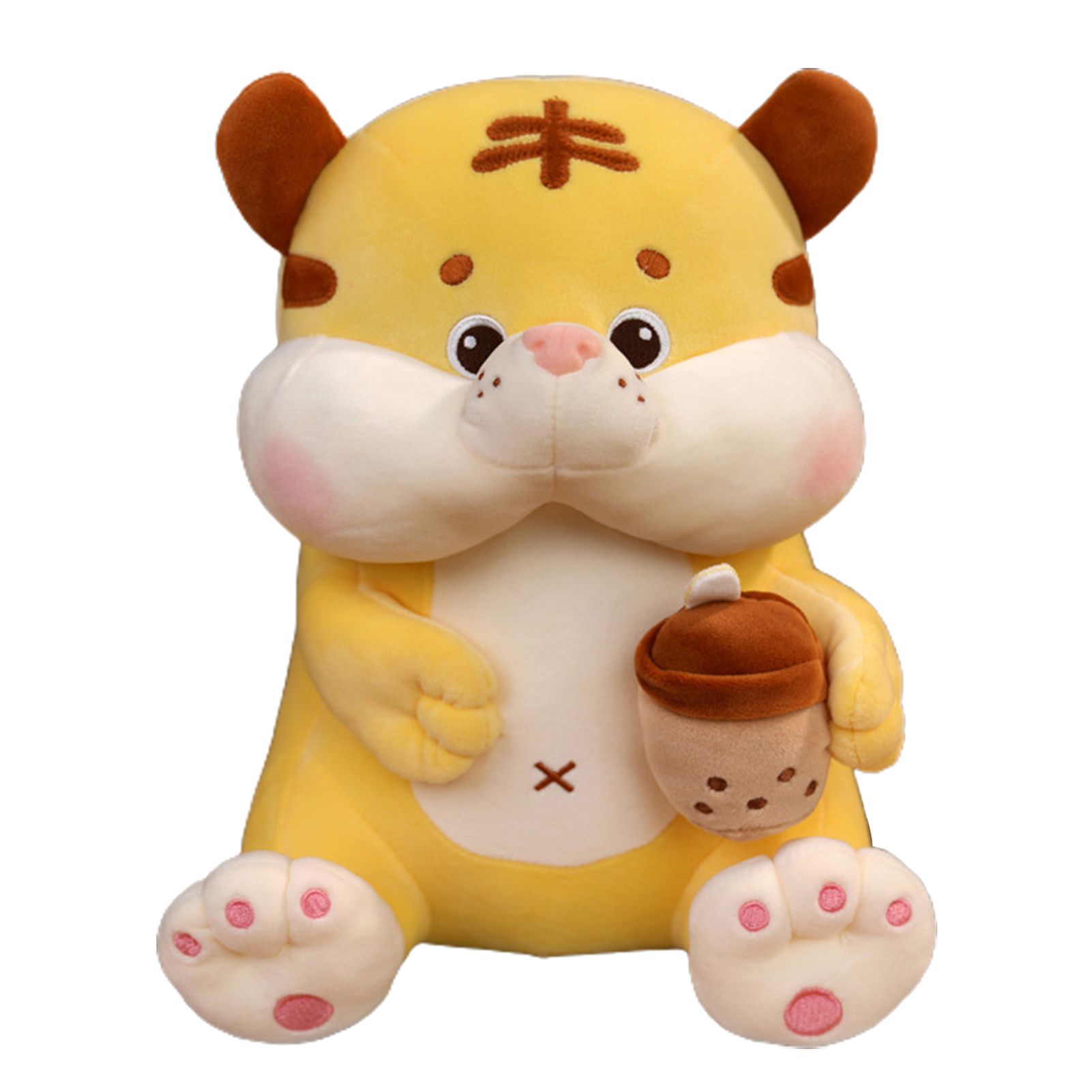Plush Doll Lightweight Anti-deform PP Cotton Cartoon Milk Tea Tiger Doll for Kids