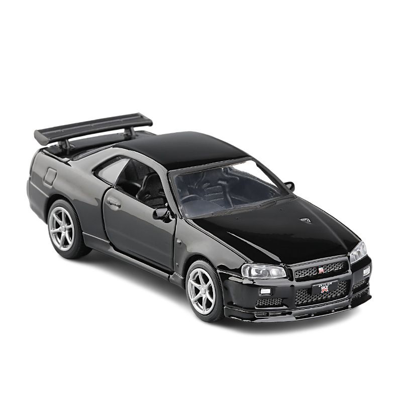 1:36 Nissan Skyline GTR R34 Diecast Model Car Toy Vehicles Doors Open for Kids