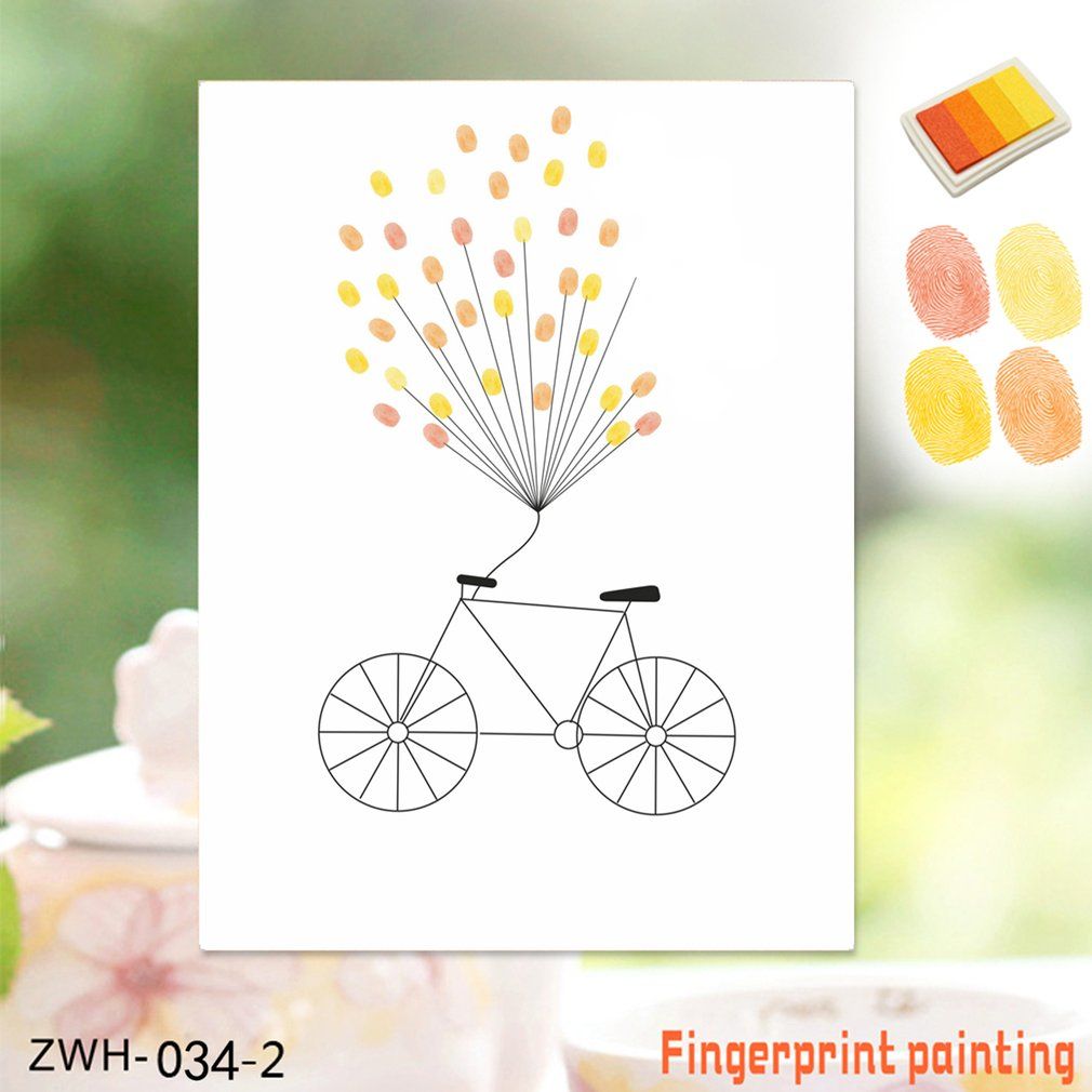 Bicycle Pattern Wedding Guest Book Personalized Fingerprint Painting For Party