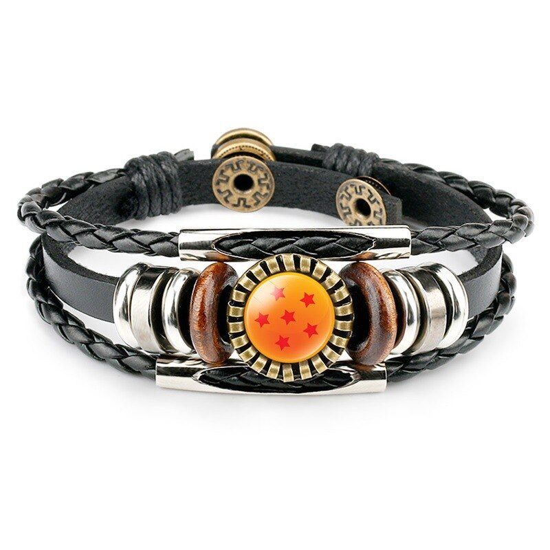 Anime Dragon Ball Accessories Hand-woven Seven Star Pearl Goku Frieza Leather Bracelet Exquisite Gift