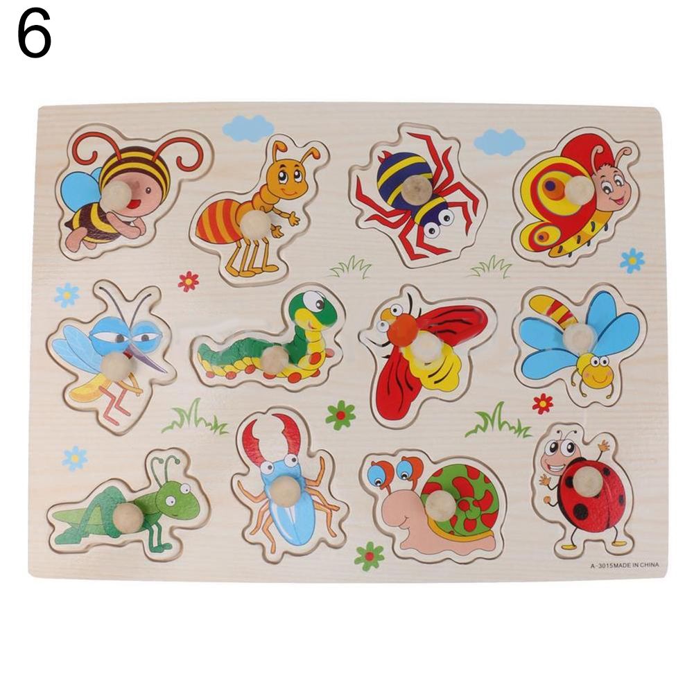 Alphabet Numbers Wooden Peg Puzzles Baby Toddler Preschool Educational Toy Gift