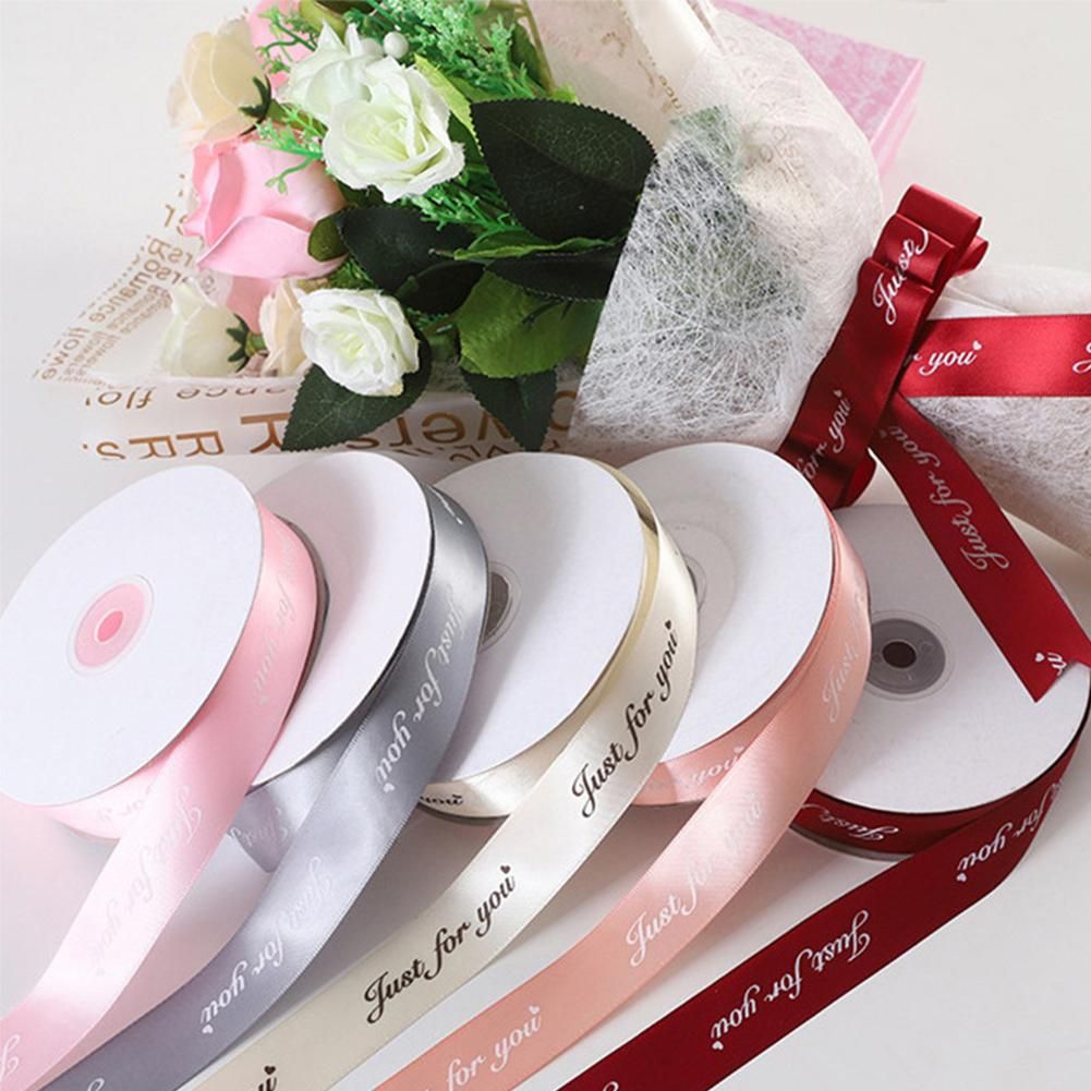 25MM 10M Just For You Printed Polyester Ribbon for Wedding Christmas Party Decorations DIY Card Gifts Wrapping