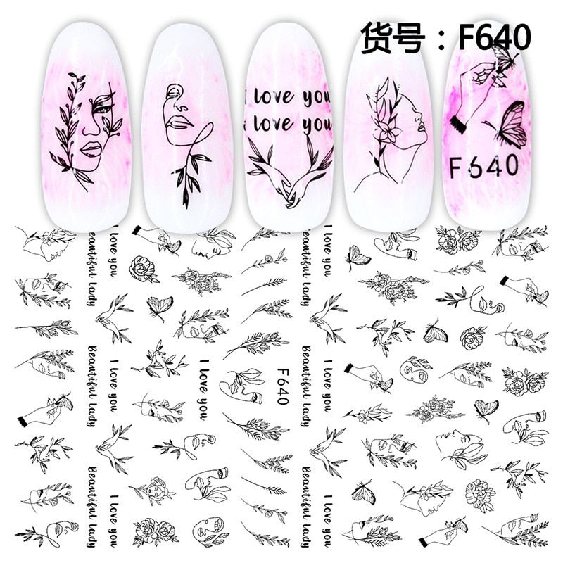 Gold Silver Circle Nail Stickers Hollow Geometry Line 3D Nail Art Sticker  Adhesive Slider Sticker Star Moon Decals