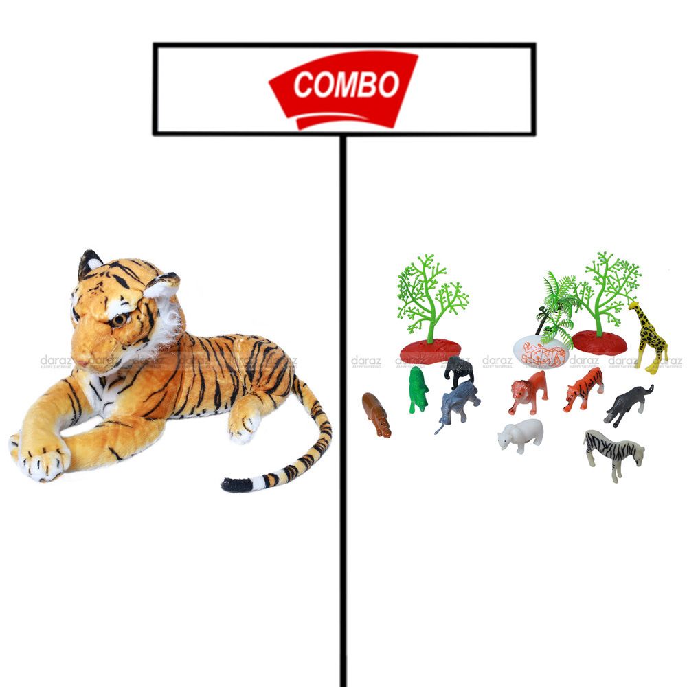 TIGER TEDDY WITH MINI ANIMAL TOYS SET COMBO PACK FOR YOUR KIDS