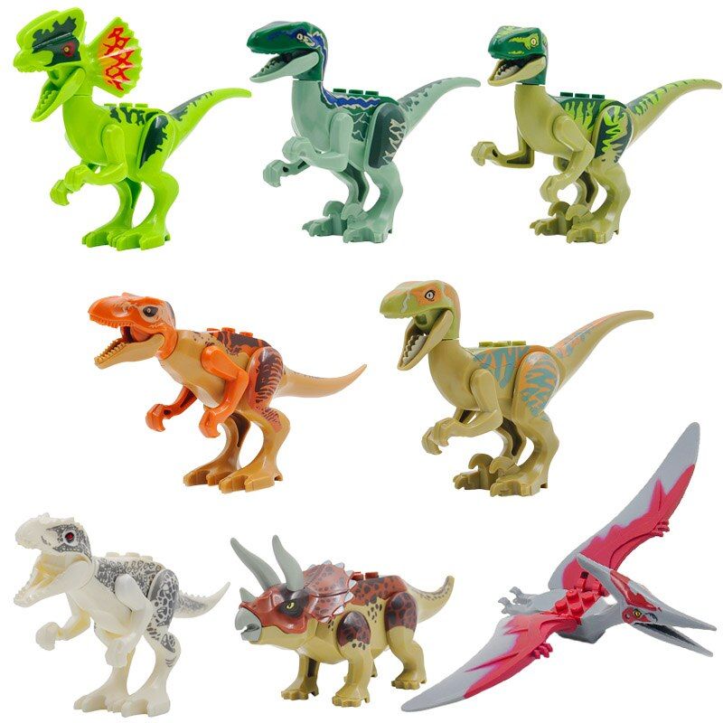 8pcs/lot Colorful Jurrassic World Jurassic Dinosaur Simulation Set Movie Building Blocks Model Educational Toys for Children