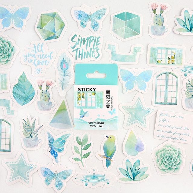 45Pcs/set Bubble Cartoon Stickers Decorative Sticker Diary Stationery Album Sticker Flakes Scrapbooking