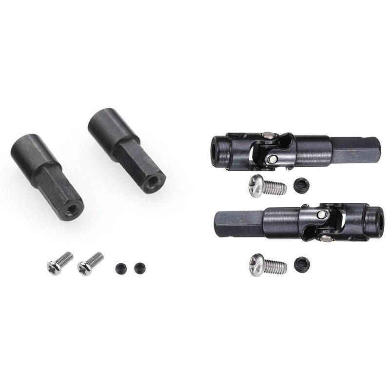 2 Set RC Car Part: 1 Set Metal Universal Drive Shaft & 1 Set Metal Rear Axle Shaft Adapter Accessories