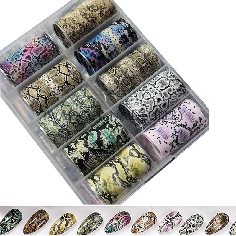 Snake Skin Foil Nail Art Transfer Foils Decals Sliders Manicure Wrap Sticker Luxury Nails Decoration