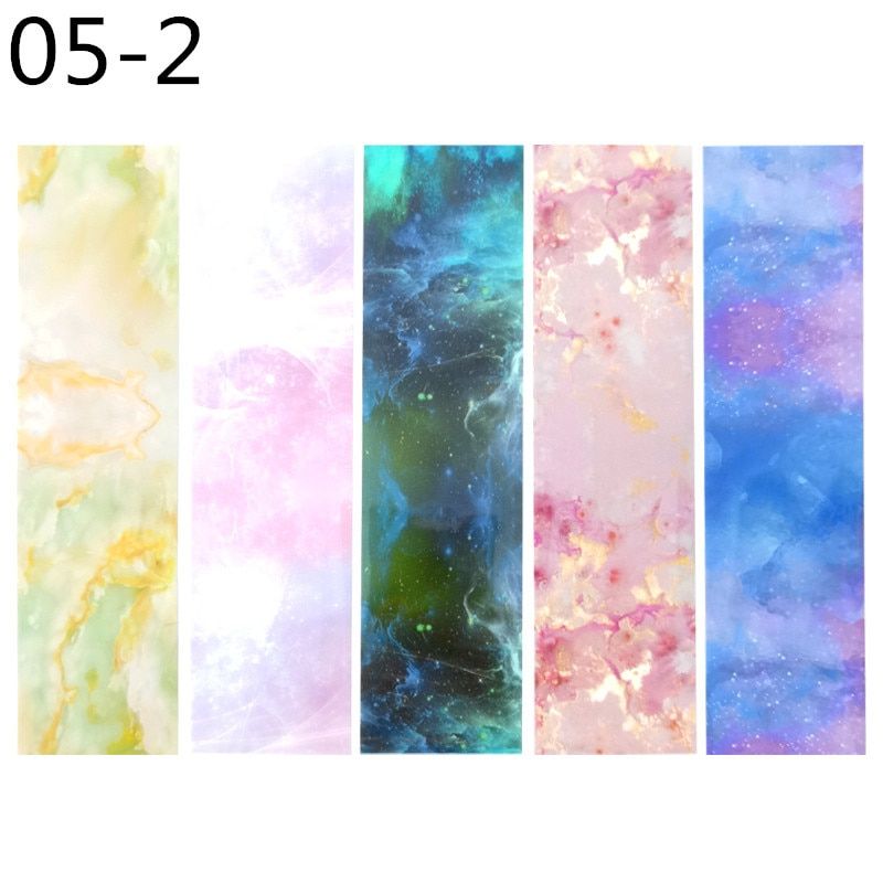 5 PCS Withe Lace Flower Stickers On Nails Foil Transfer Starry Sky Summer Sliders For Manicure Nail Art Decals Decoration