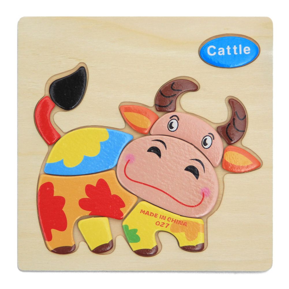 Wooden 3D Puzzle Jigsaw Kids Children Cartoon Animal Intelligence Educational Toy