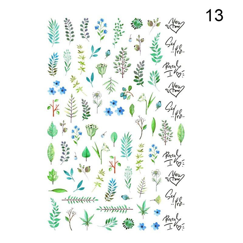 1 Pc 3D Nail Sticker Paper Flowers Rose Leaf Transfer Sticker Simple Summer Beautiful Decals Nail Art Decoration DIY Nail Wraps