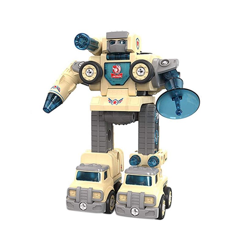 Take Apart Toys DIY 5 in 1 Peace Defender Special Vehicles Transform Into Robot Disassemble Mecha Great Gift for Kids(B)