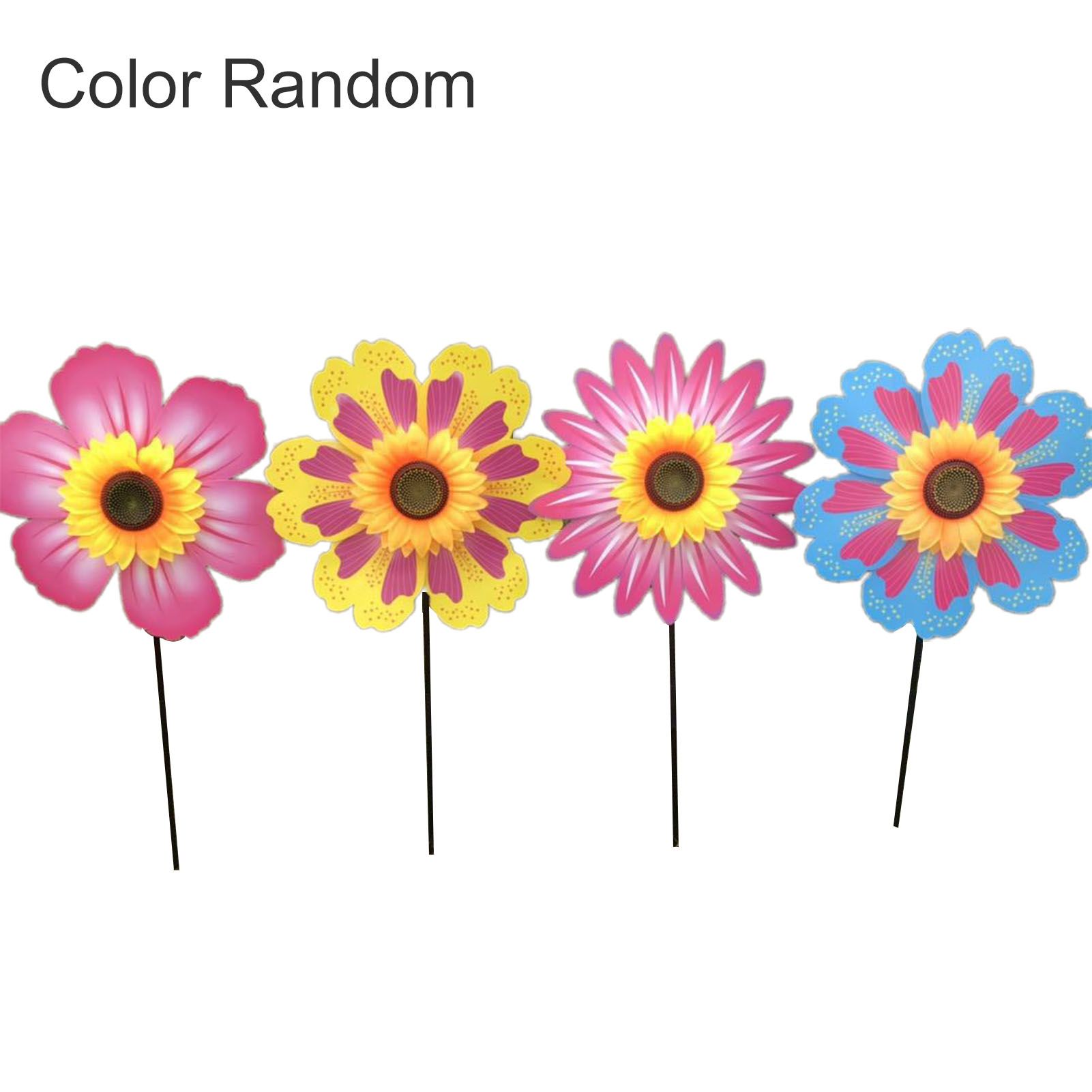 Flower Windmill Beautiful Floral Design Single Layer Sunflower Windmill Colorful Wind Spinner for Child