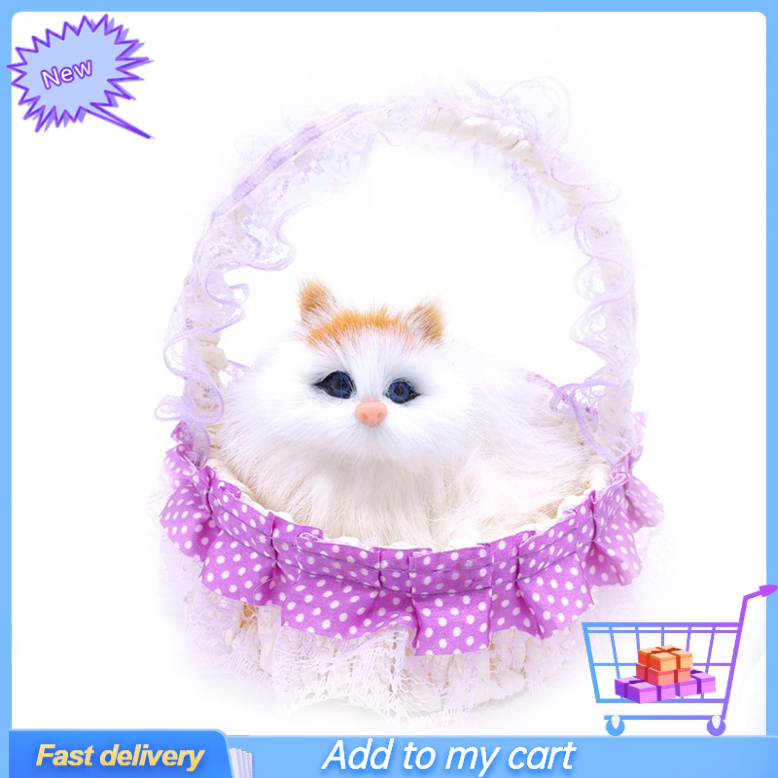 Vivid Artificial Doll Basket Plush Fiber Exquisite Rabbit Shape  Animal Basket for Home