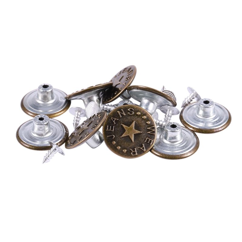 10 Pcs Star Denim Jacket Jeans Metal Tack Button Bronze Tone