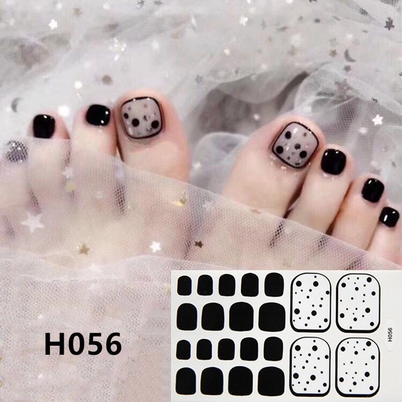 22tips/sheet Toenail Art Sticker Sparkle Glitter Heart Toe Nail Wraps Full Cover Polish Foot Decorations Adhesive Foils Manicure