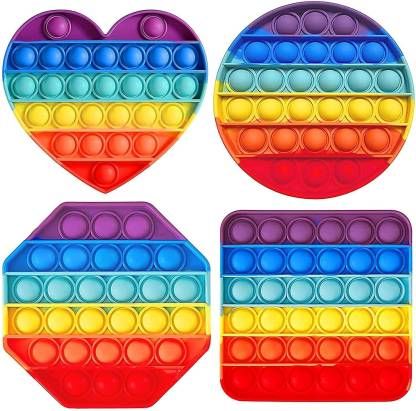 1 Pcs Push Pop Bubble Fidget Sensory Toy, Silicone Puzzle Game Toys Squeeze Sensory Toy for Kids, Family, Friend Rainbow Toys