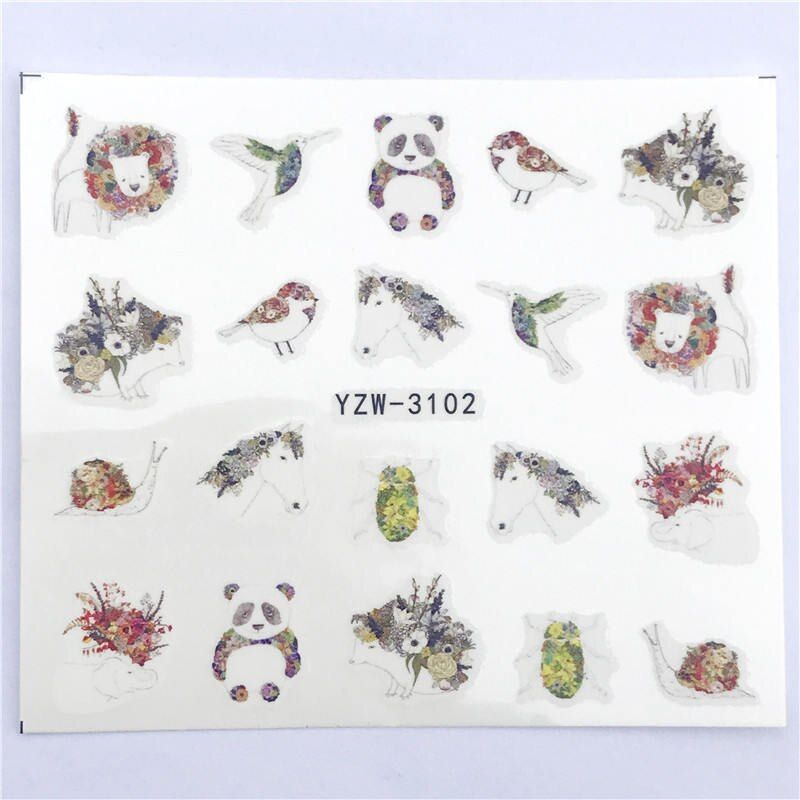 1 PC Pink Petals / Flowers / Green Leaves Water Transfer Sticker Nail Art Decals DIY Fashion Wraps Tips Manicure Tools