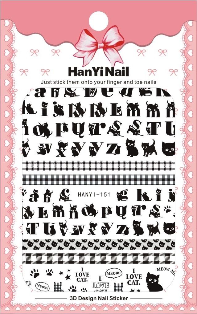 HanYiNail 135-152 2018  Spring Lucky Cat Fantacy Flowers Nails Art Sticker Harajuku Nail Wrap Sticker Tips Manicura stickers