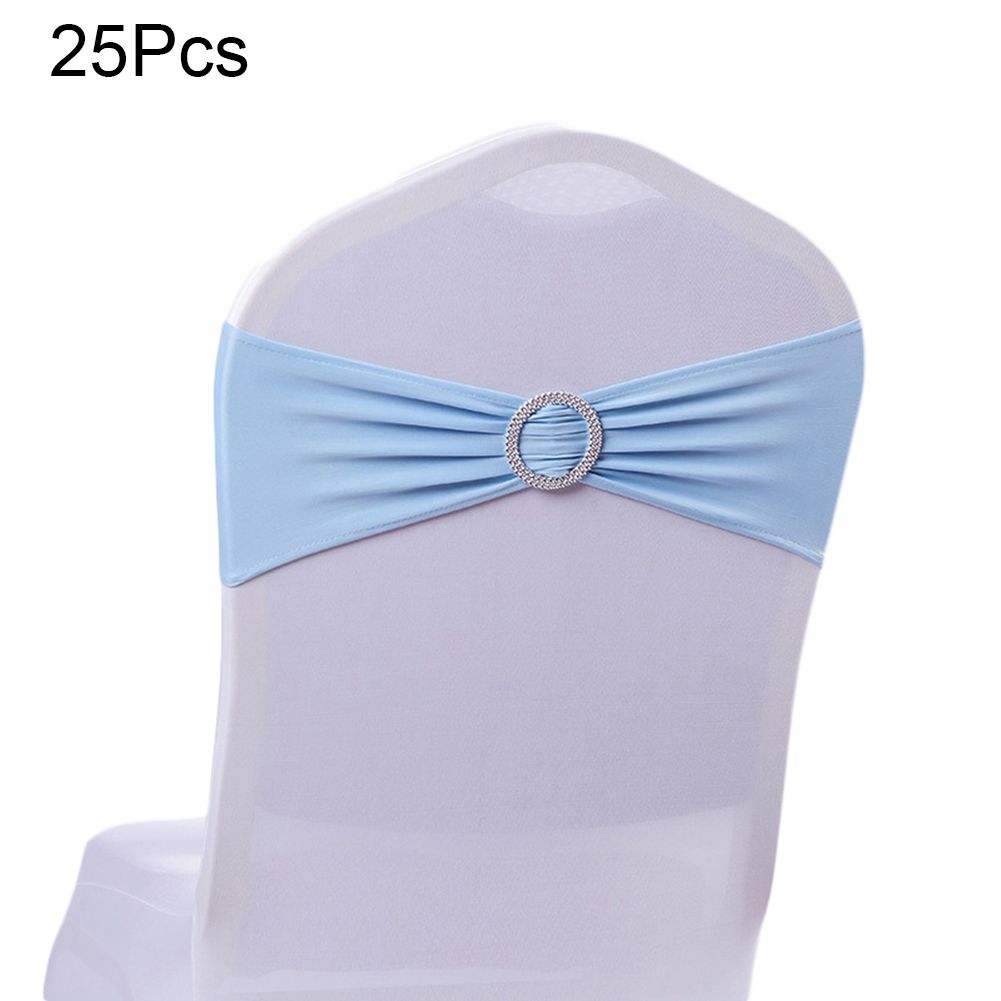 25Pcs Solid Color Soft Chair Ba Stretch Sash with Buckle Wedding Party Decor