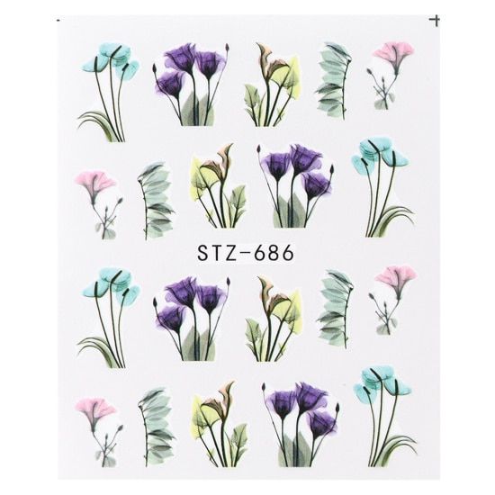Flower Leaf Sliders for Nails Inscriptions Water Transfer Sticker Decals Manicure Tattoos Nail Art Decoration Decor GLSTZ508-706