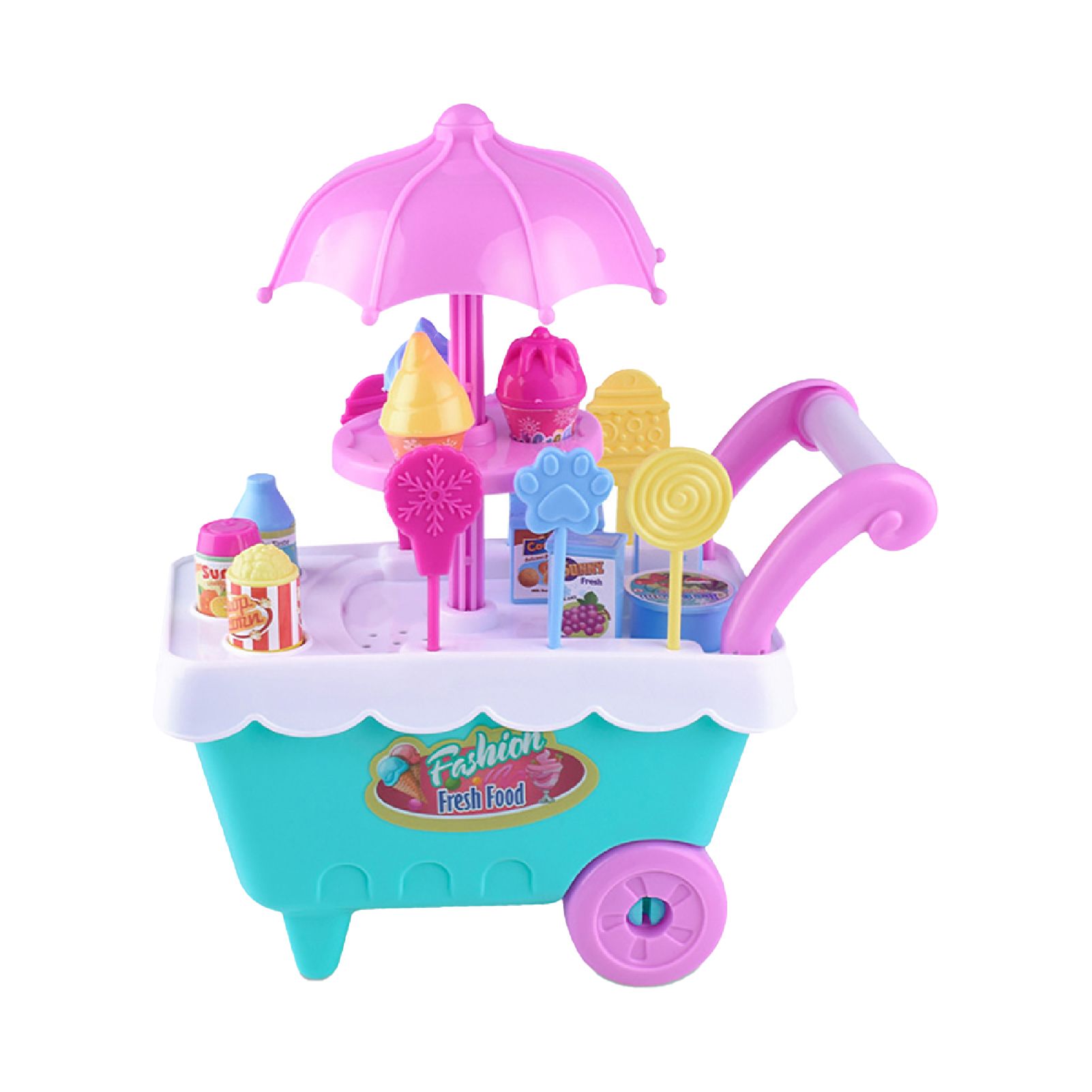 Display Mold Durable Storage Lovely Kid Ice Cream Cart Play Set for Kindergarten