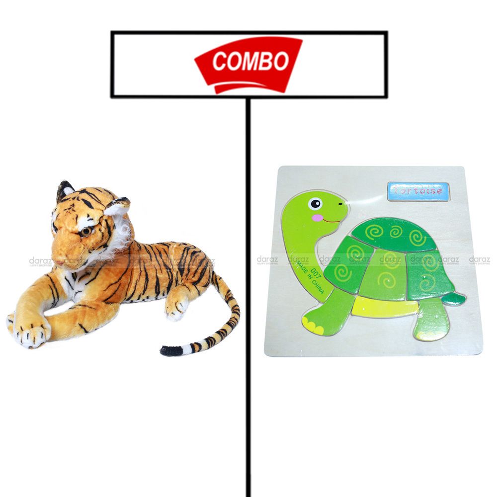TIGER TEDDY WITH TORTOISE PUZZLE GAME COMBO PACK FOR YOUR KIDS