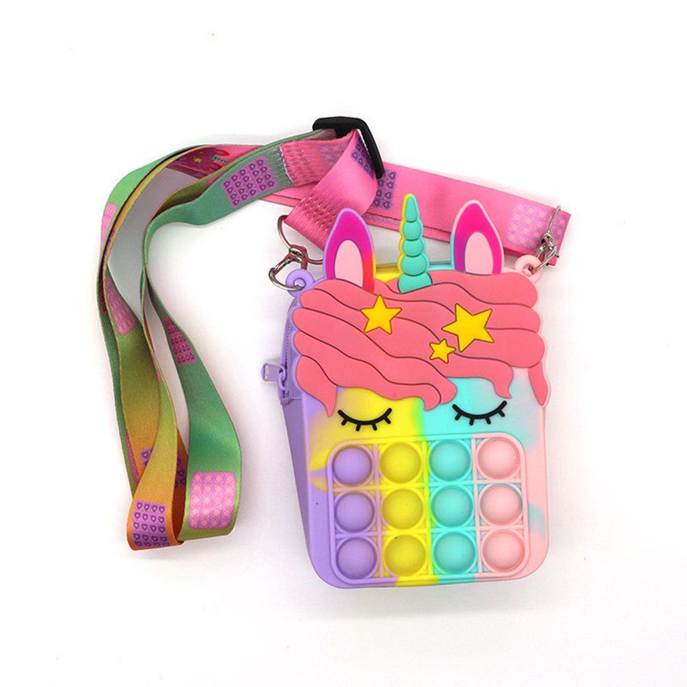 Unicorn Simple Dimple Messenger Bag Toys Push Bubble Antistress Children Toy