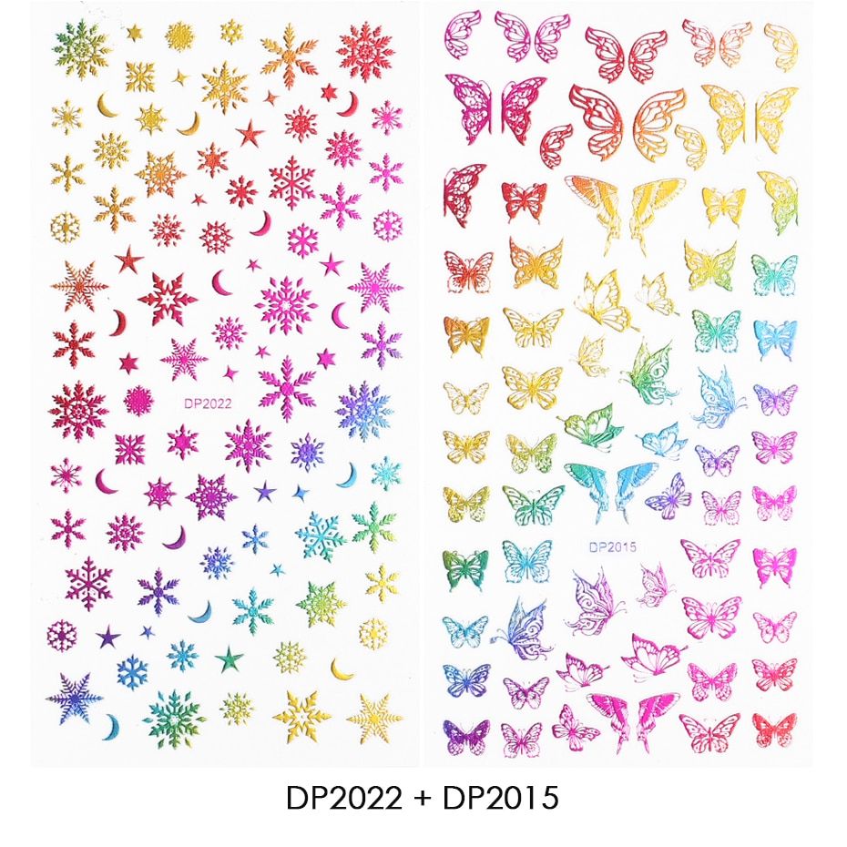 2/1pcs Nail Art Xmas 3D Stickers Wraps Snowflakes Elk Santa Chameleon Gold Silver Bronzing Nails Slider Manicure BEDP2013-2024-1