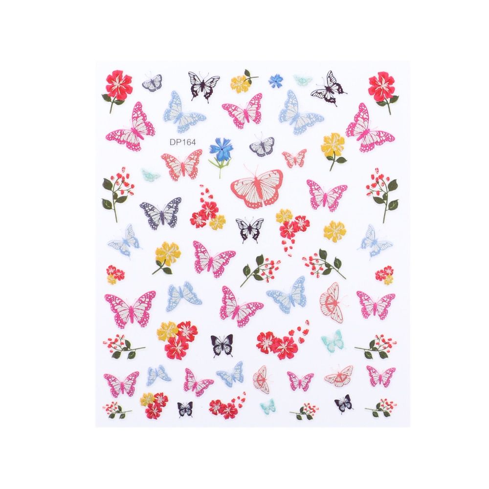 3D Butterfly Stickers for Nails Romantic Flowers Rose Blue Nail Art Decoration Floral Decal Tips DIY Design Manicure SADP159-170