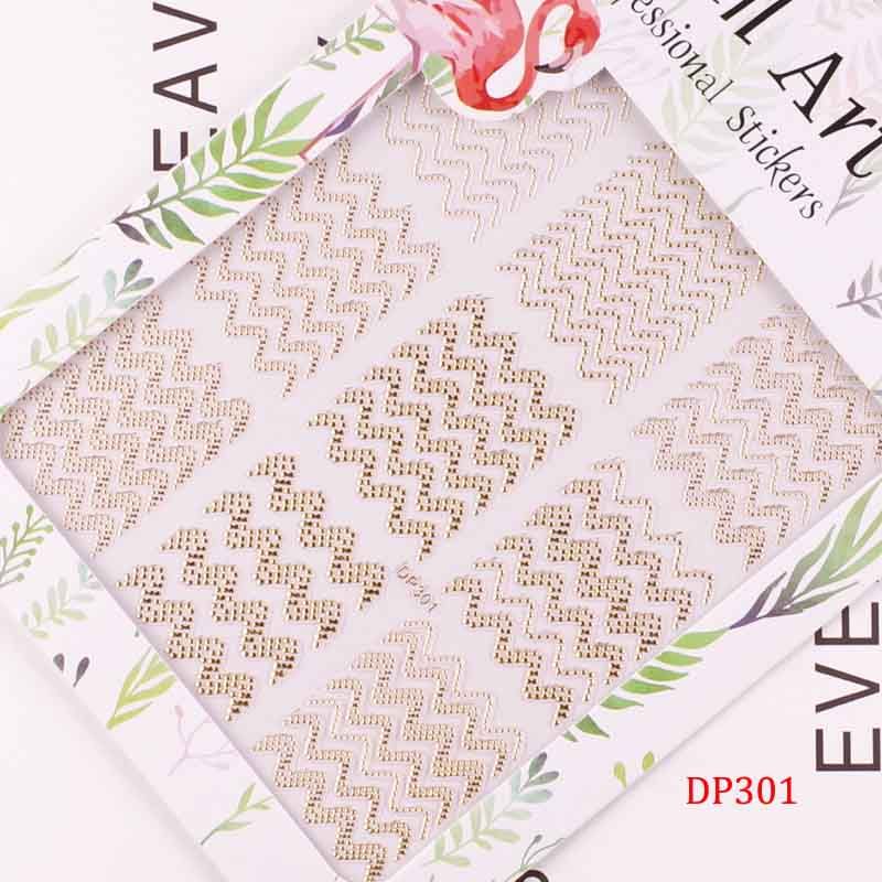 Flexible Gold Stripe, Gold Chrome Tape, 3D5 Colors line Stickers, Metallic Sticker for 3D DIY Nail Art Stickers Hollow Decals