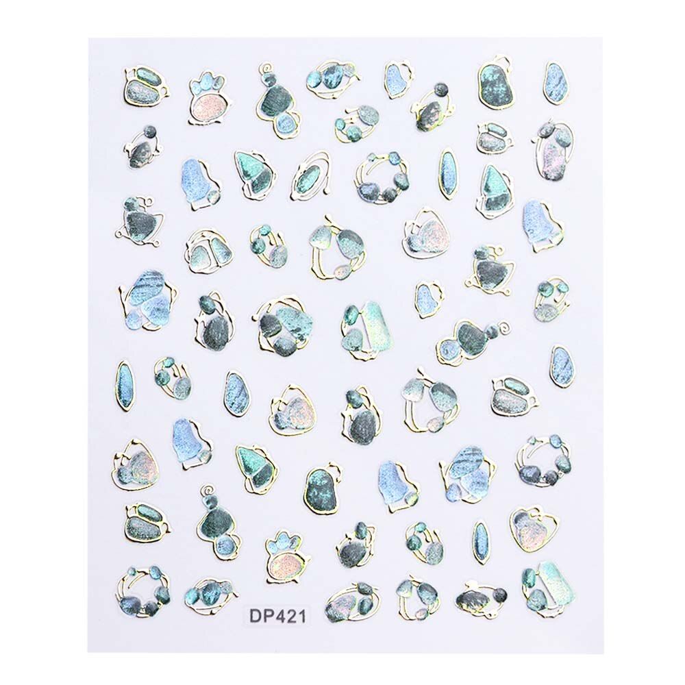 1 Sheet Charm 3D Flower Nail Sticker Jewelry Design For Nail Sliders Glitter Starry Foil Tip Manicure Adhesive Decor SADP413-424
