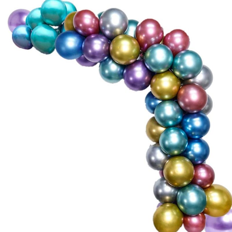 100 PCS Metallic Latex Balloons,12 Inch Multicolored Chrome Shiny Balloons for Christmas Festival Decoratios Supplies