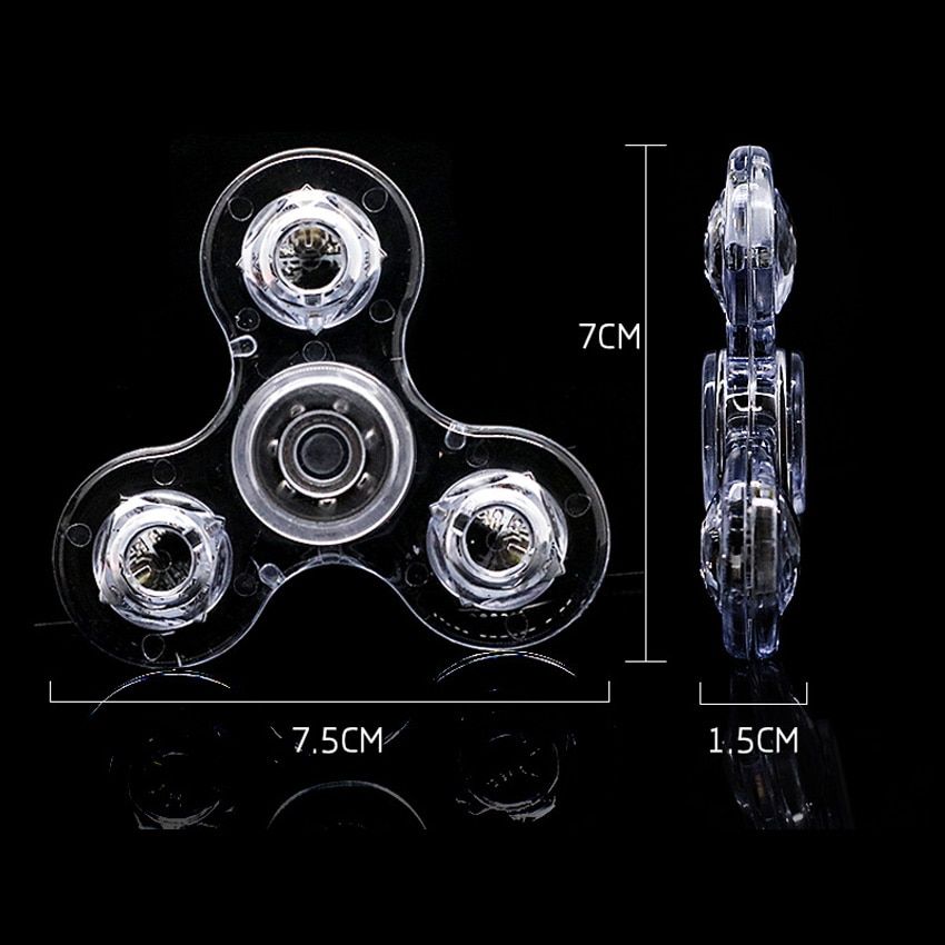 Luminous LED light Fidget Spinner Hand Top Spinners Glow in Dark Light EDC Fidget Spinner Crystal Finger Stress Relief Toys DS39