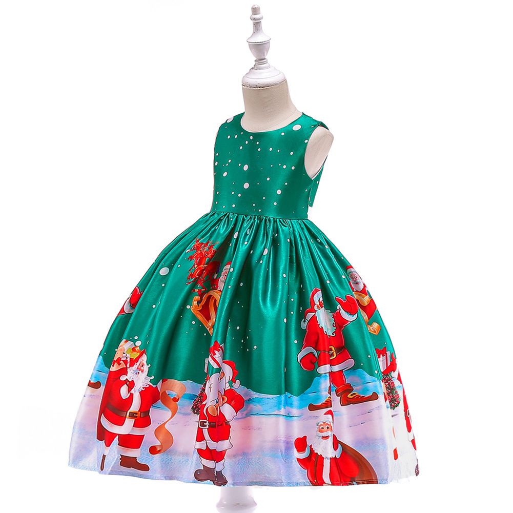 irls Dress Christmas Eve Xmas Snow Special Printing Holiday Party Dresses