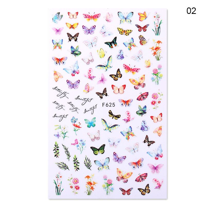 1 Sheet 3D Nail Stickers Flower Series Transfer Lovely Decals Nail Design Stickers Nail Art Decorations