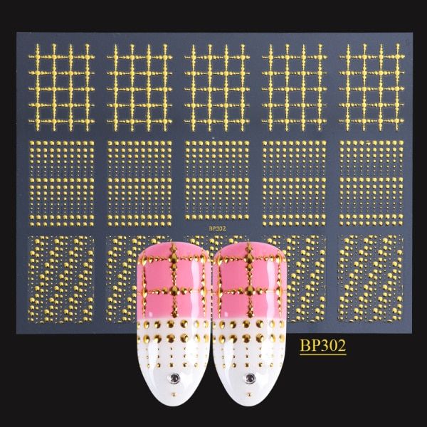 Geometric 3D Nail Art Sticker Curve Lines Stripe Gold Bronzing Sliders For Nails Adhesive Tape Decals Manicure Decor SABP301-316