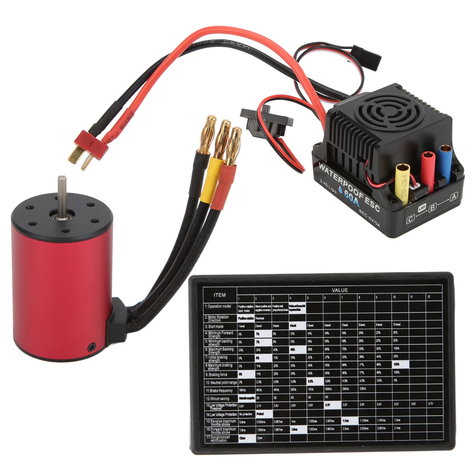 S3650 5200KV Brushless Motor 60A ESC With Programmer Card Set For 1/10 RC CarX