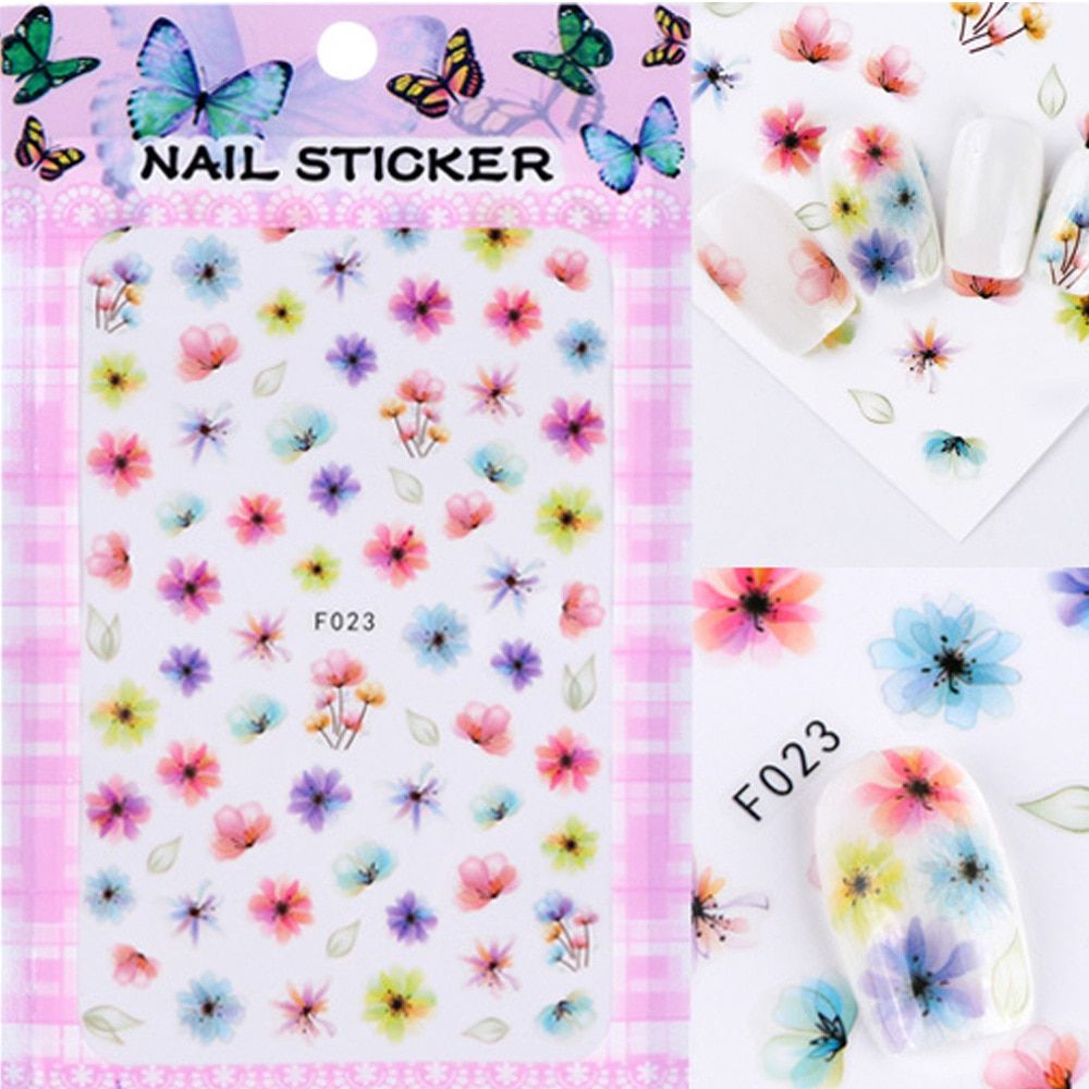 3D Ink Painting Flowers Nail Stick To Big Flower Series Flower Dandelion Pattern Ink Flower Leaves Animal Nail Art Stickers