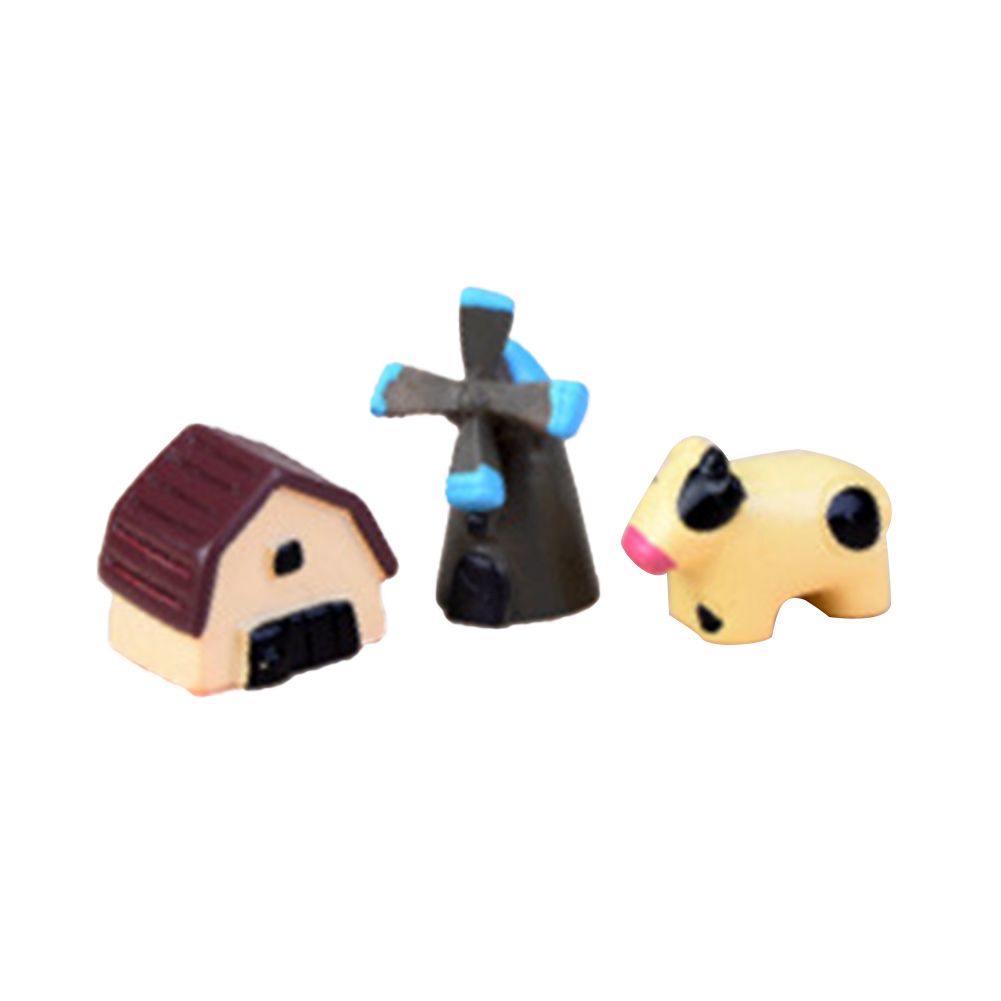 3Pcs Resin Dollhouse Miniature Simulation Cute Cartoon Animal Mini Ornaments