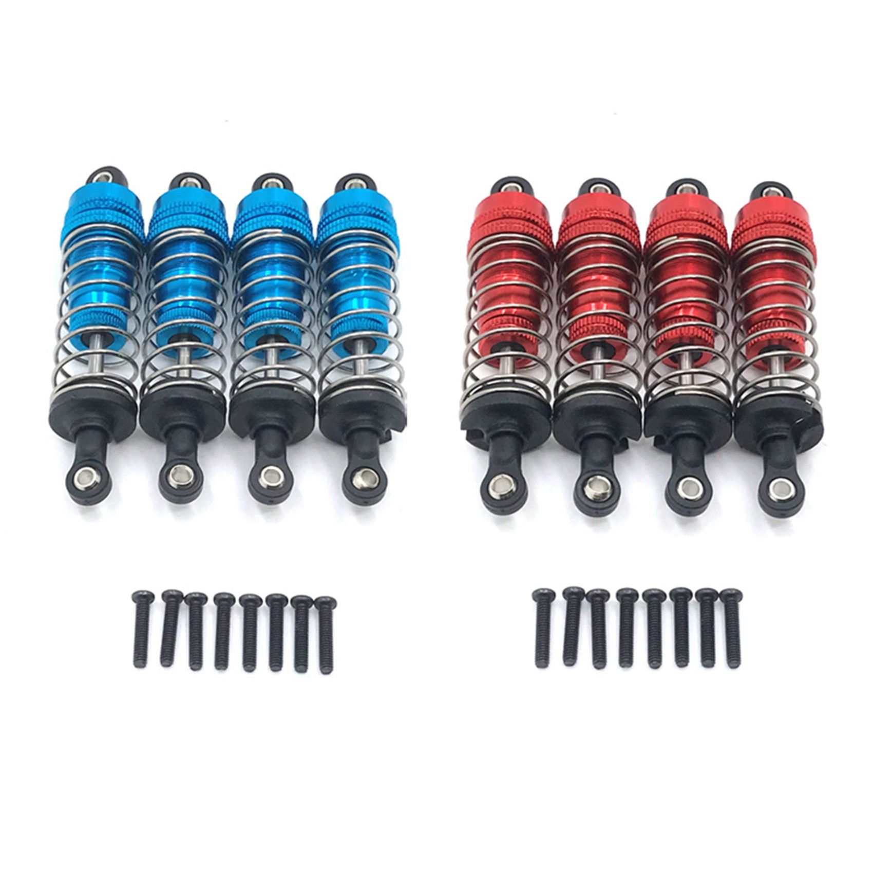 8Pcs Metal Shock Absorber Damper for Wltoys 124019 124018 144001 RC Car Spare Parts Upgrade Accessories,Blue & Red
