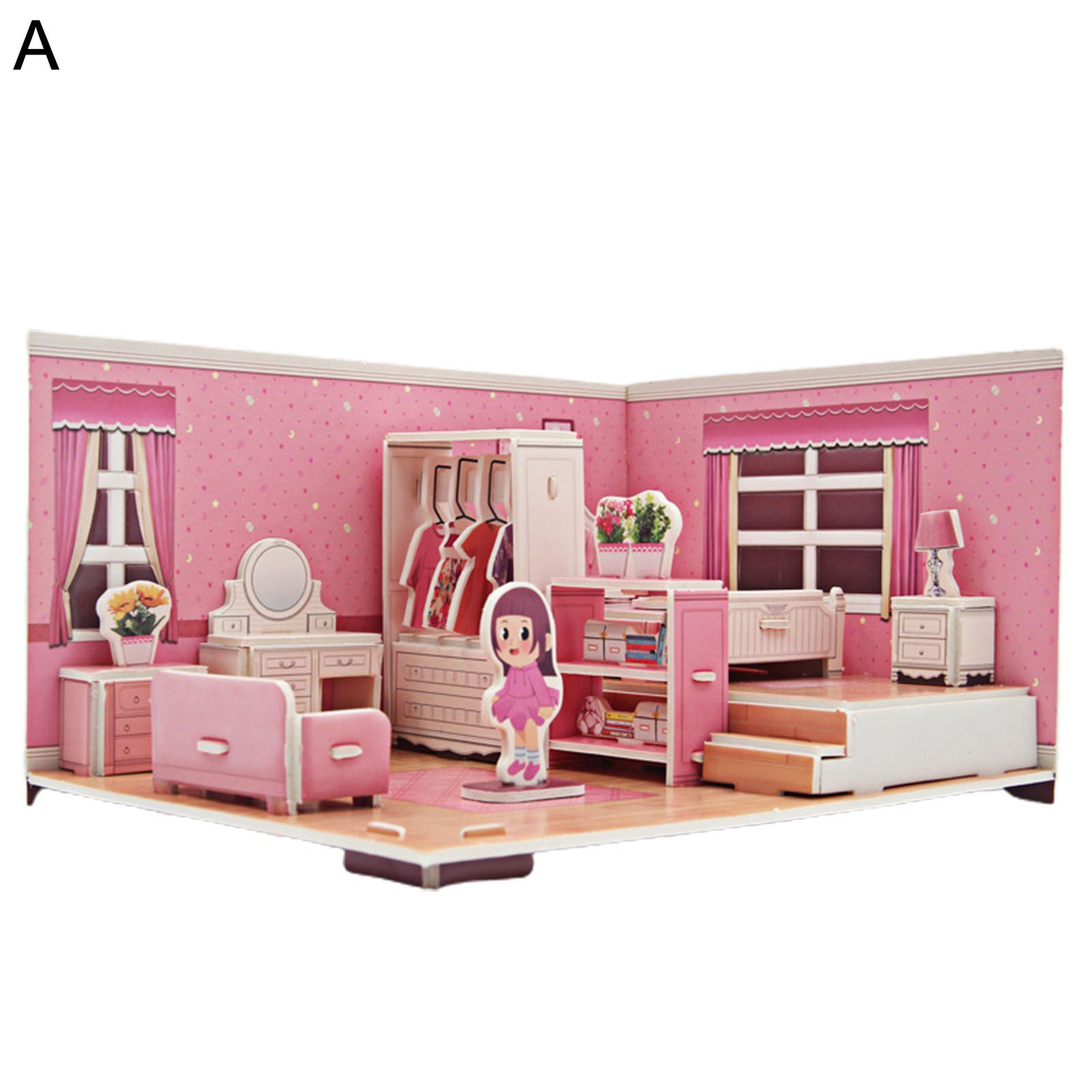 1Set 3D Puzzle Problem-solving Ability Eco-friendly Paper Living Room Puzzle Toy for Girls