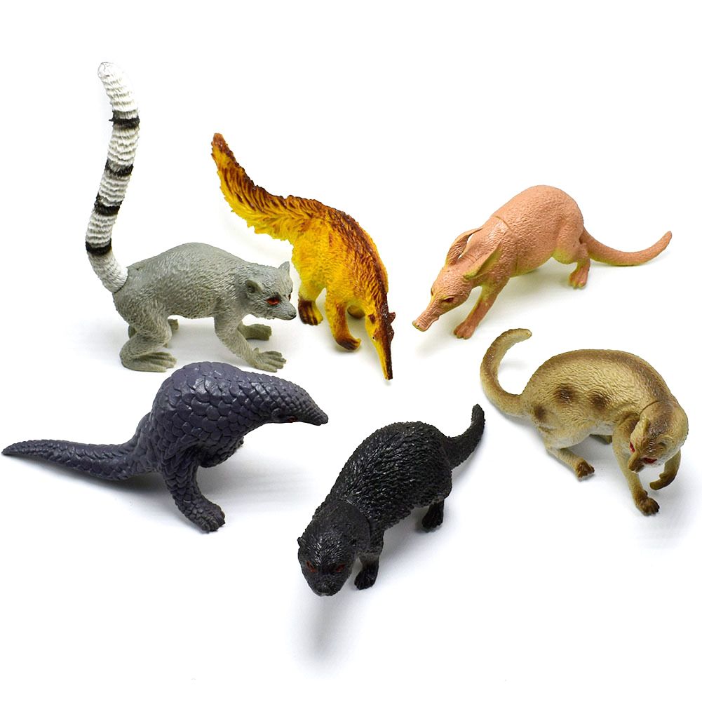 6Pcs Simulation Bobcat Anteater Wild Animal Model Action Figure Collection Toy