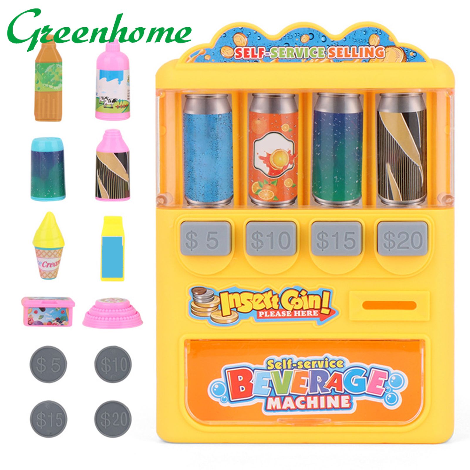 Greenhome Drinks Vending Machine Education Learning Shopping Game Boy Girl Play House Toy