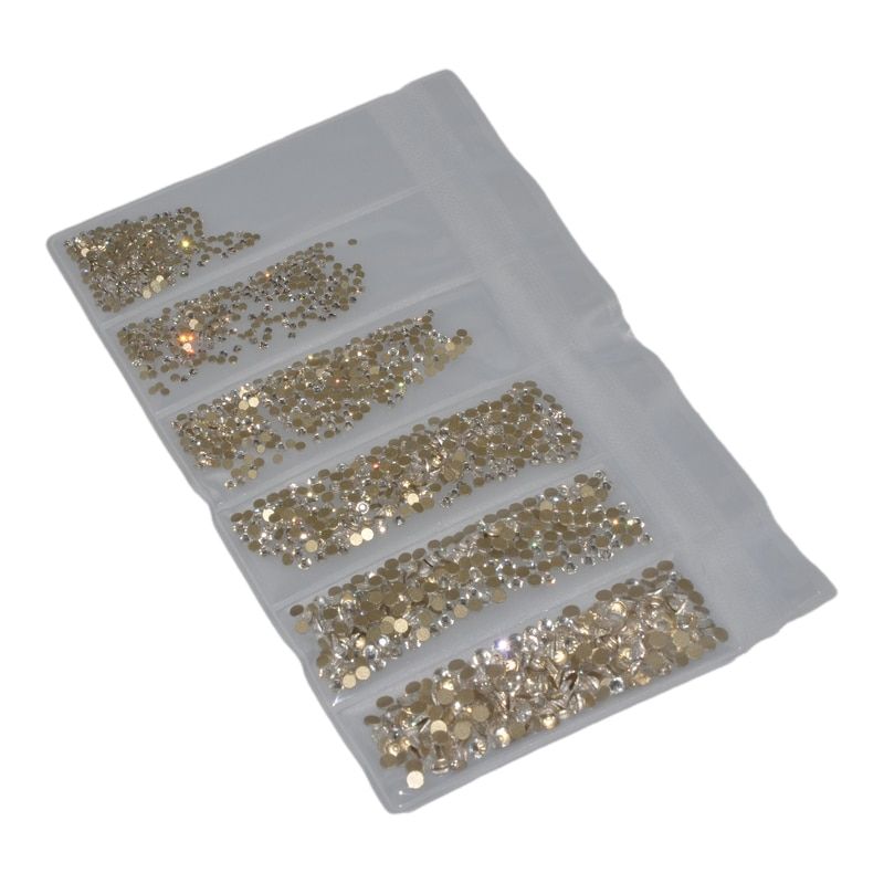 33 Colors Mix Size Crystals AB Glass Nail Rhinestones SS4-SS12 Flat Back Non Hotfix Rhinestones For Nail Art Rhinestones