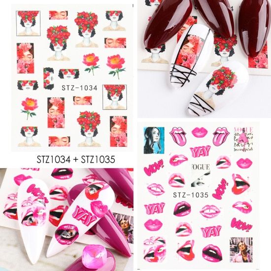 Nail Water Sticker Decals Old English Alphabet Flowers Animal Slider Nail Art Transfer Foils Set Wraps Manicure TRSTZ1034-1049-1