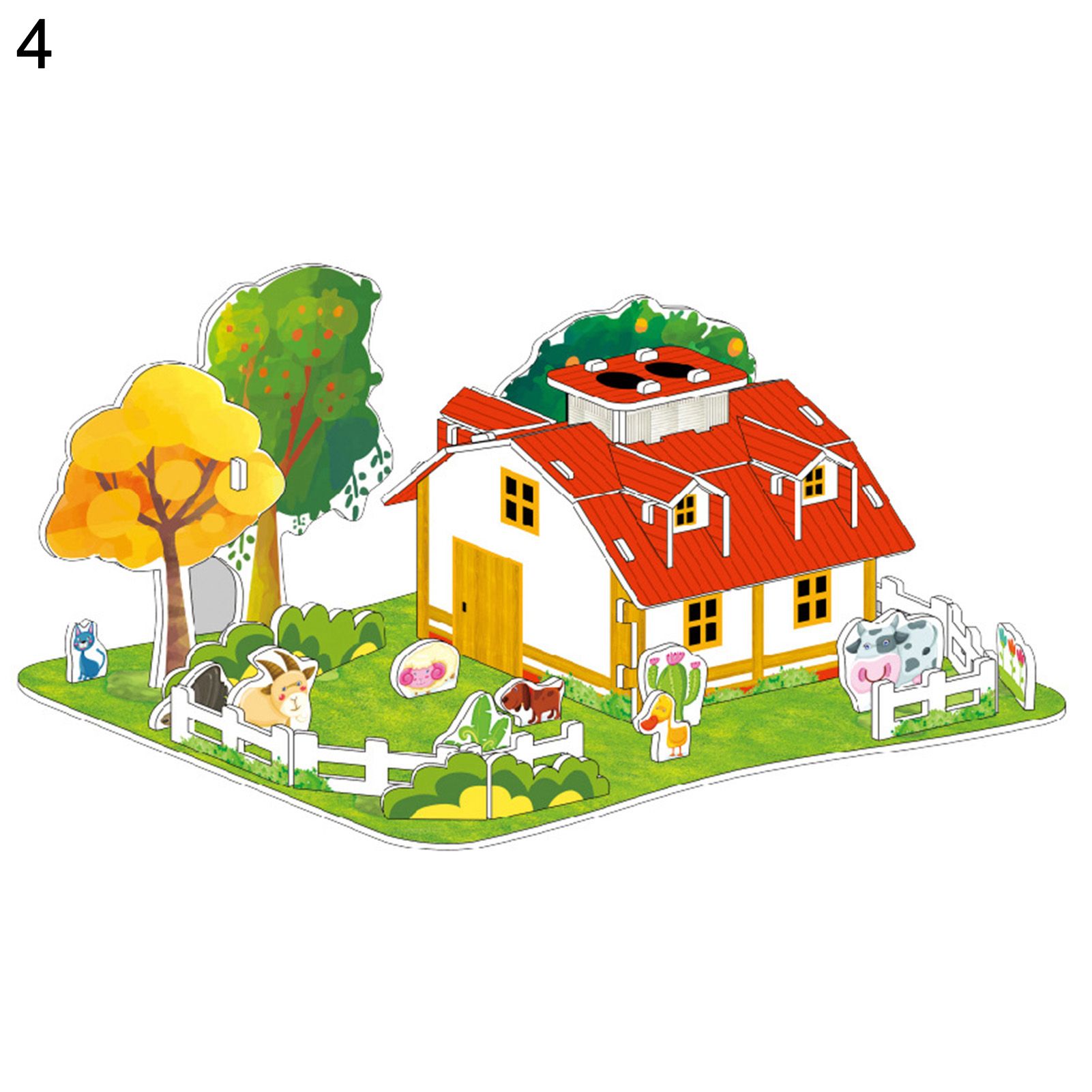 4Pcs/Set 3D Jigsaw Realistic Hand-eye Ability Training DIY City Landscape 3D Puzzle for Souvenir
