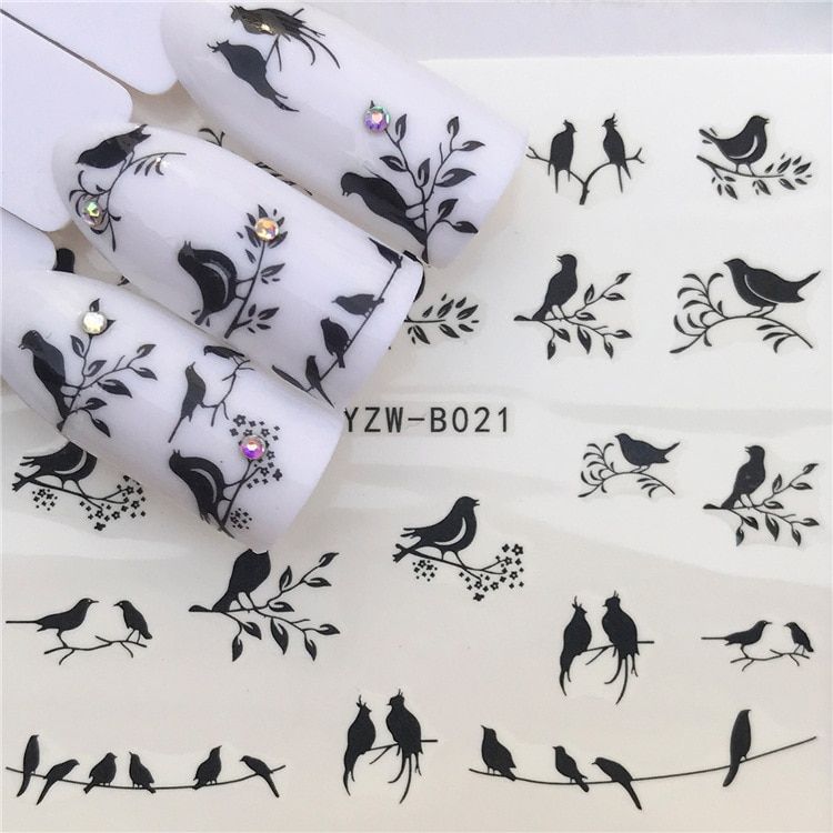 Water Nail Stickers Rabbit Triangle Dandelion Skeleton Water Transfer Nail Art Decals Manicure Nail Decoration Stickers