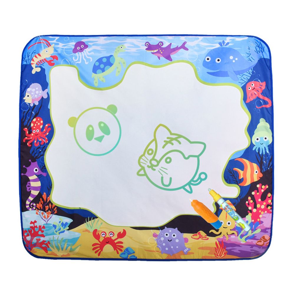 98x98cm Ocean Animal Water Doodle Mat Magic Pen Writing Painting Baby Blanket