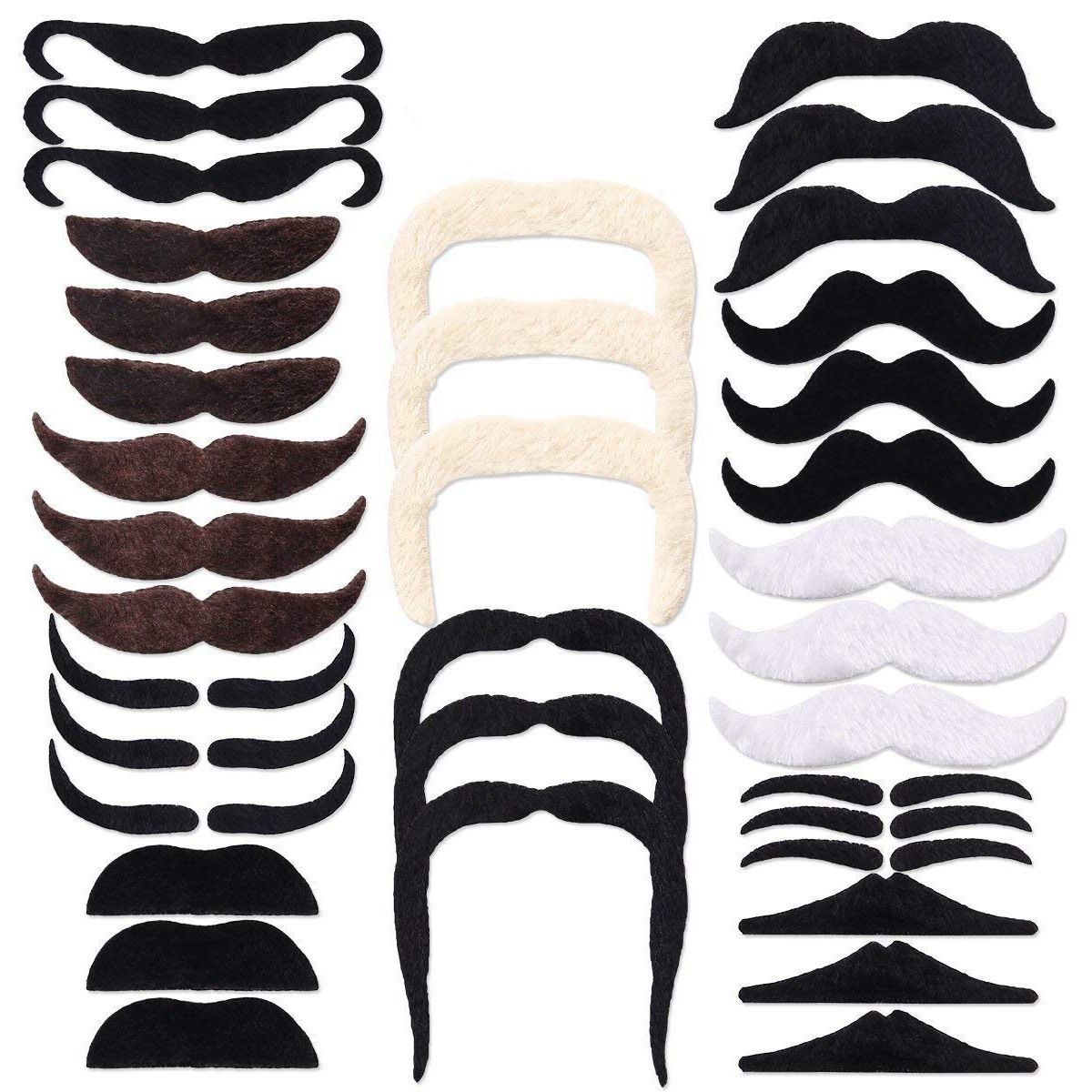 36 Pack Self Adhesive Fake Mustaches Novelty For  Year's Eve Party Supplies Tik Tok